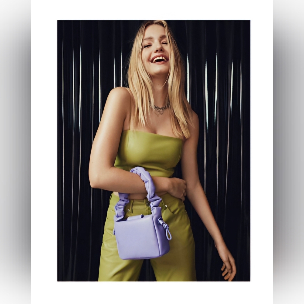 Bottle Green Bungee Strap Faux Leathet Camisole Top